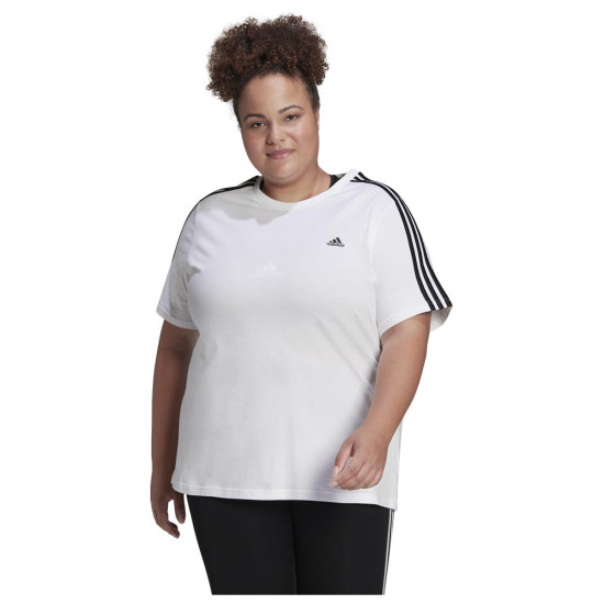 Adidas Γυναικεία κοντομάνικη μπλούζα Essentials Slim 3-Stripes  (Plus Size)